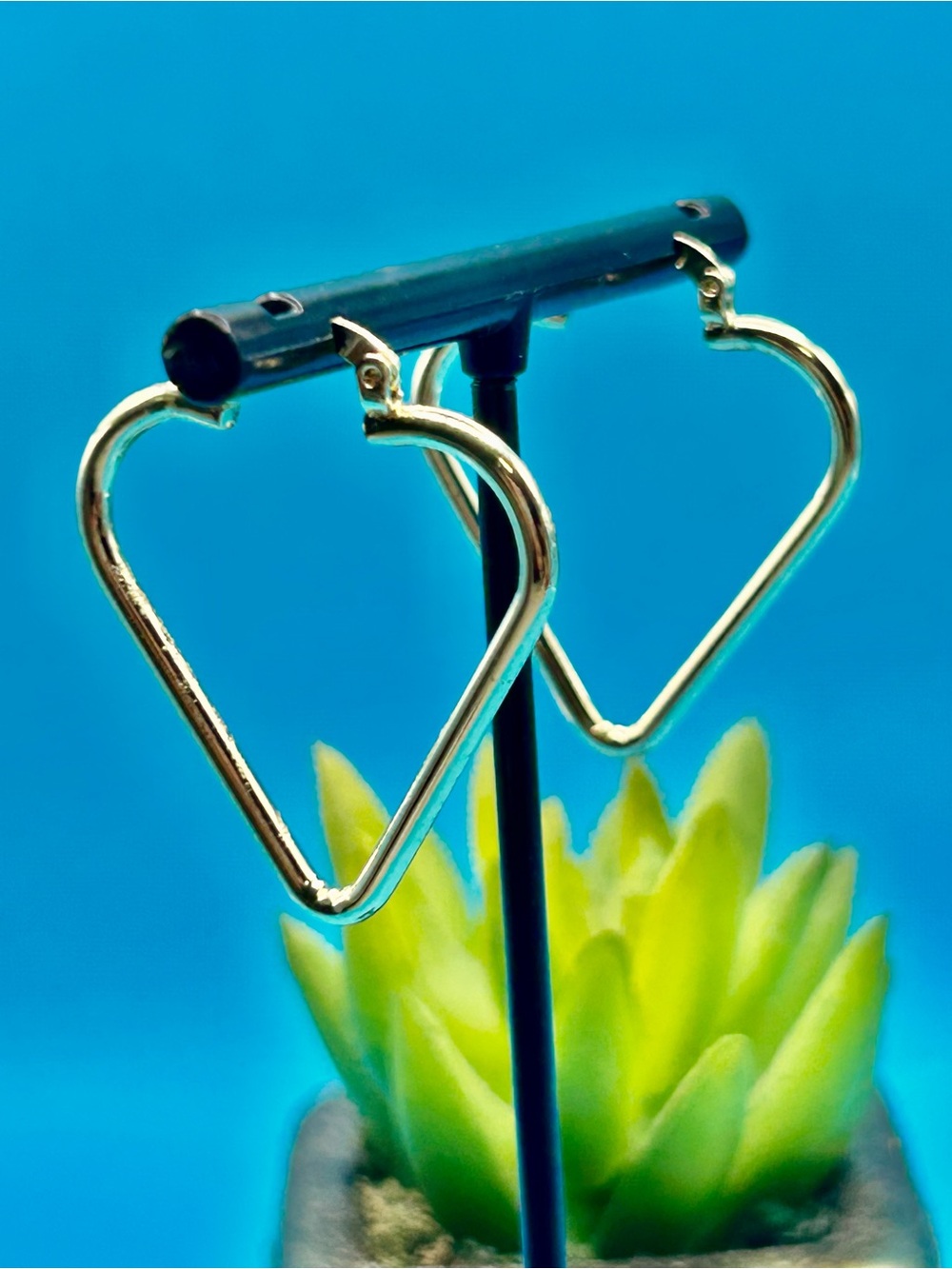 14K Gold Plated Heart Hoop Earrings - Women Jewelry